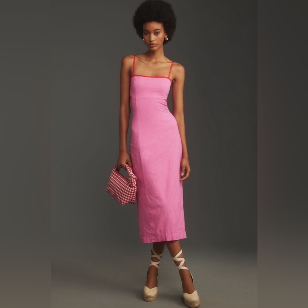 NWT! Anthropologie The Dafni Cutout Linen Midi Dress by Maeve - Size Medium 🏀